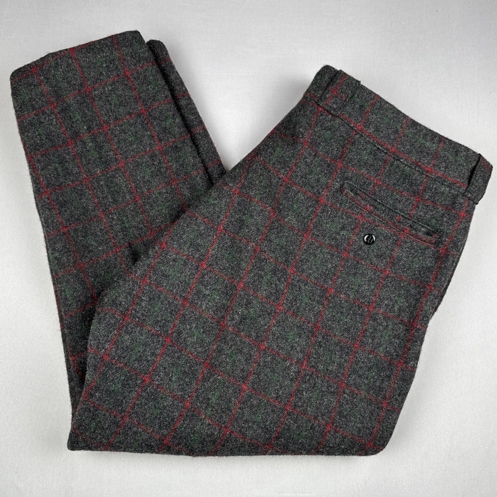 Vintage Johnson Woolen Mills USA Wool Plaid Hunting Pants 40x28